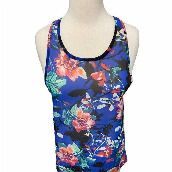 Everly Floral Racerback Tank Top Blue Size Small - Picture 10 of 10
